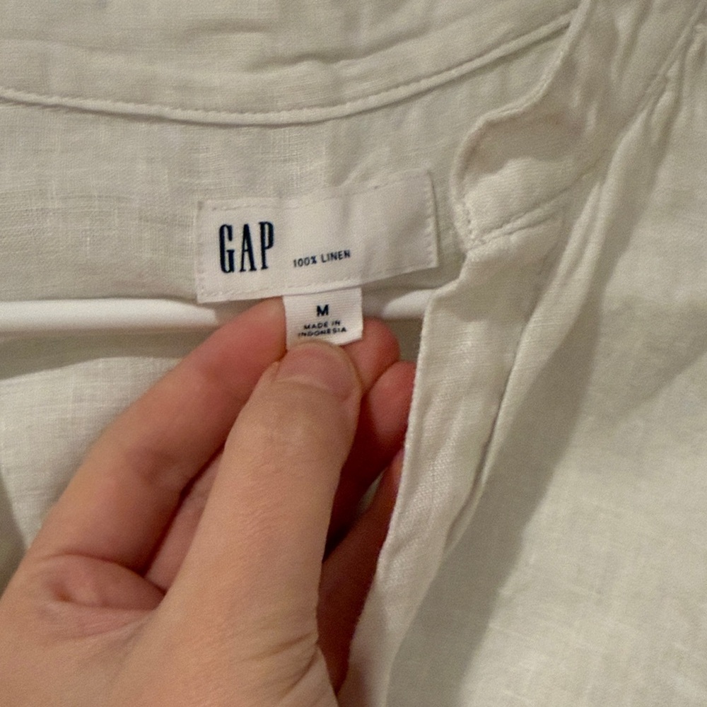 GAP White Linen-Blend Long Sleeve Pullover - Picture 2 of 3
